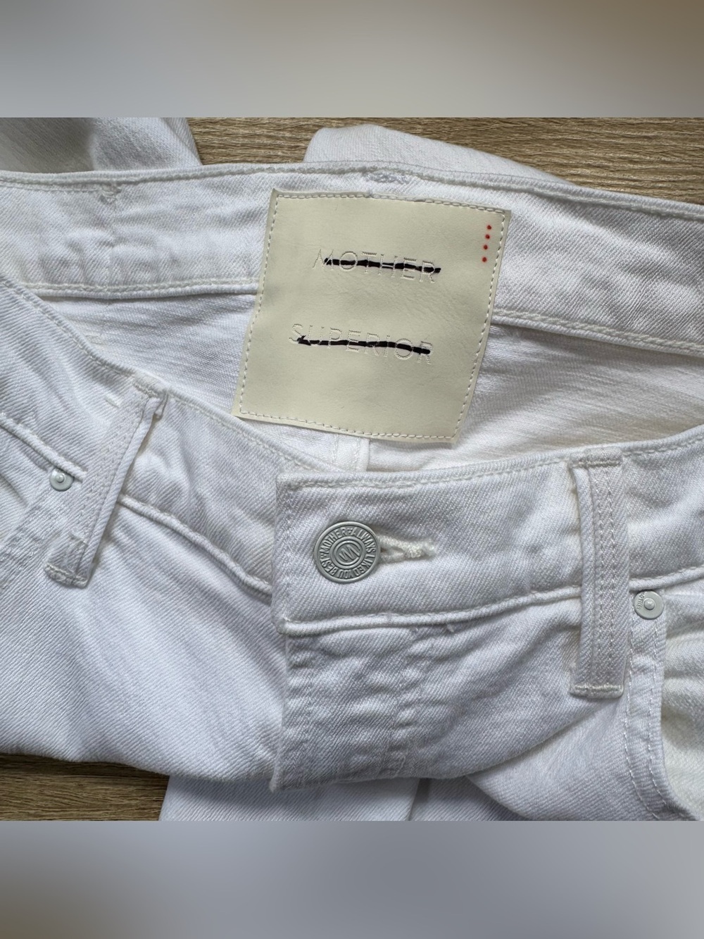 MOTHER Superior The Spinner Sneak Wide-Leg Jeans in Totally Innocent White 28 - Picture 9 of 16